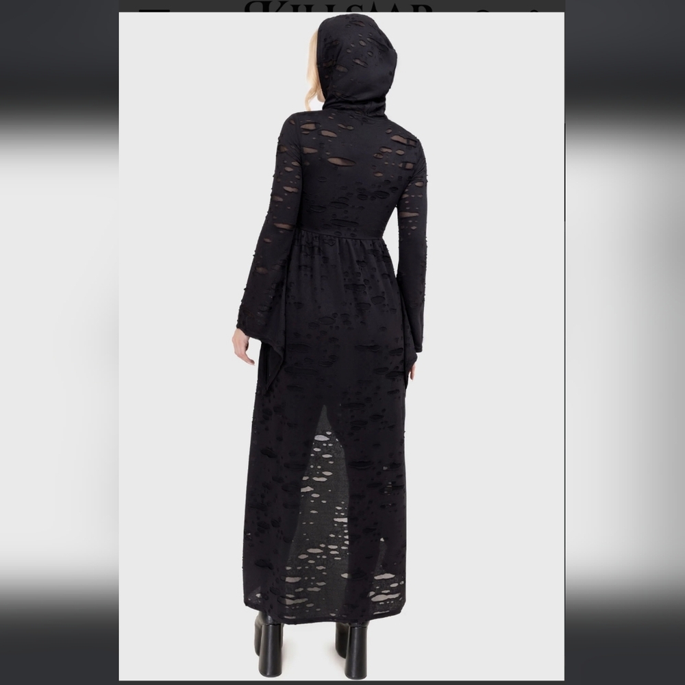 Killstar Black Asymmetrical Hooded Dress - Picture 6 of 9